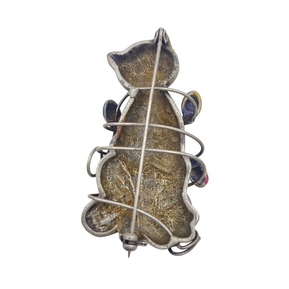 Lot Of 5 Holiday Brooch Pins Vintage To Modern Festive Cat Penguin Poinsettia - Picture 11 of 16